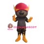 Brown Muscle Puppet With Red Headgear Mascot Costume