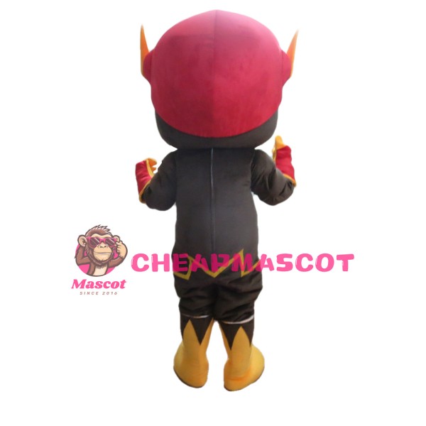 Brown Muscle Puppet With Red Headgear Mascot Costume