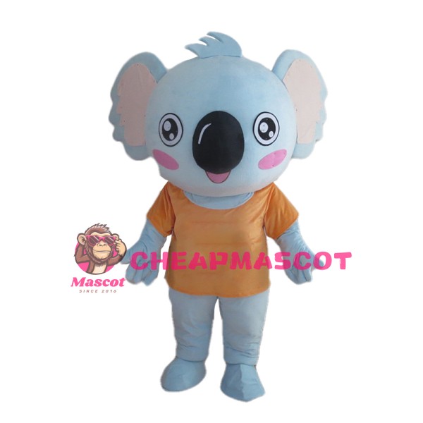 Light Blue Koala With Orange Top Mascot Costume