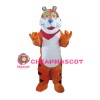 Cute Cartoon Tiger With Red Square Towel Mascot Costume