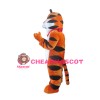Cute Cartoon Tiger With Red Square Towel Mascot Costume