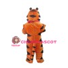 Cute Cartoon Tiger With Red Square Towel Mascot Costume