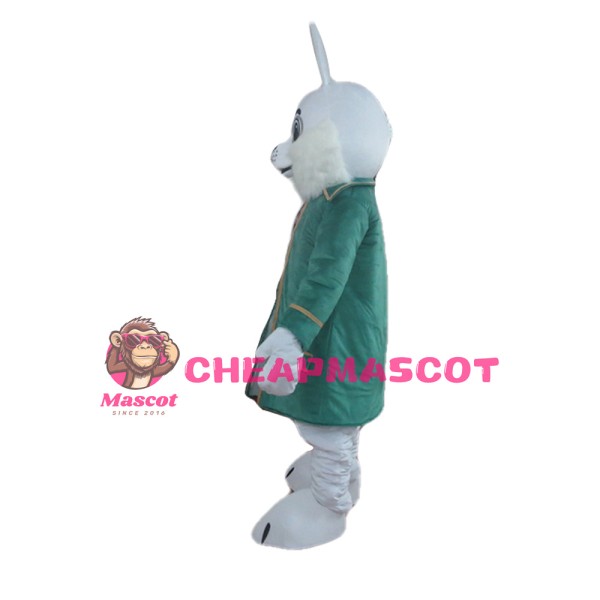 Ceremonial Rabbit With Green Windbreaker Mascot Costume