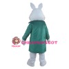 Ceremonial Rabbit With Green Windbreaker Mascot Costume