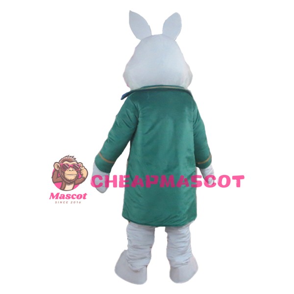 Ceremonial Rabbit With Green Windbreaker Mascot Costume
