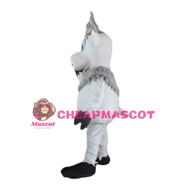 Customized White & Grey Moose Mascot Costume
