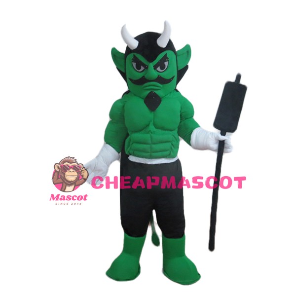 Green Muscle Hunter With Black Cloak Mascot Costume