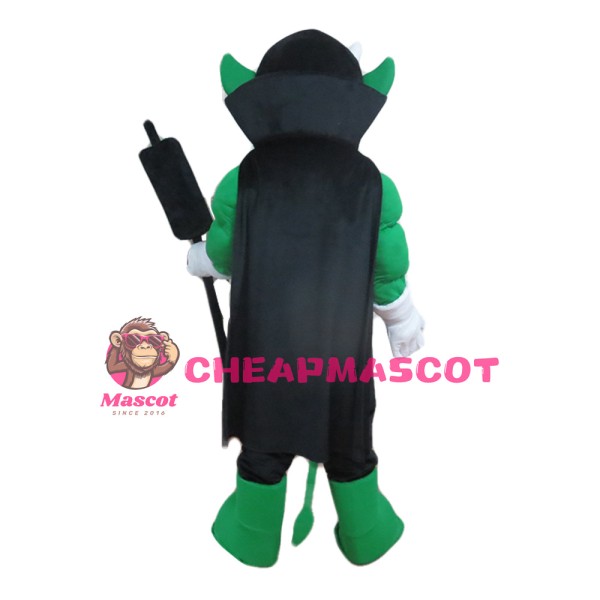 Green Muscle Hunter With Black Cloak Mascot Costume