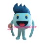 Sky Blue Round Doll With Dark Blue Hair Mascot Costume