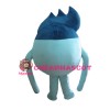 Sky Blue Round Doll With Dark Blue Hair Mascot Costume