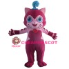 Lovely Smiling Fuchsia Cat Mascot Costume