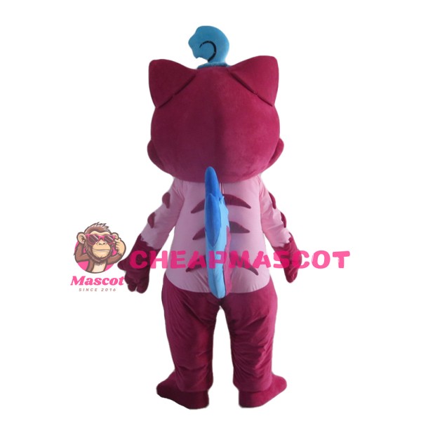 Lovely Smiling Fuchsia Cat Mascot Costume