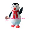 Friendly Penguin With Red Scarf Mascot Costume