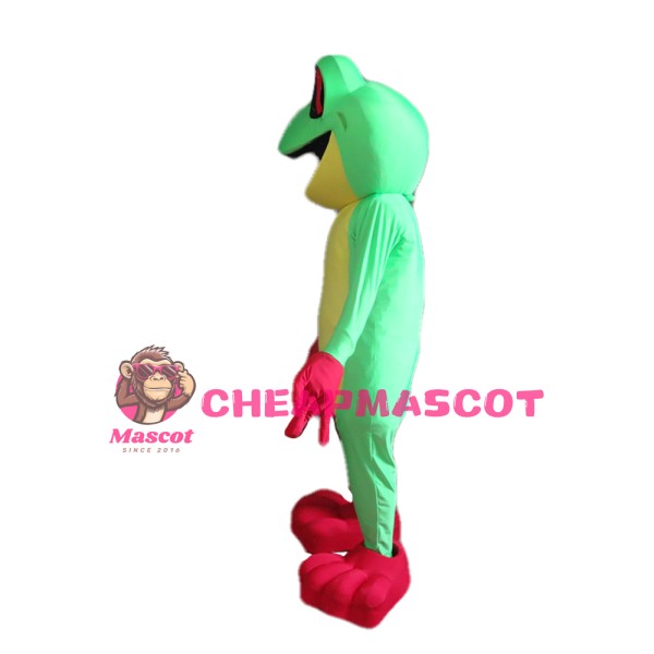 Cartoon Green & Yellow Frog Mascot Costume