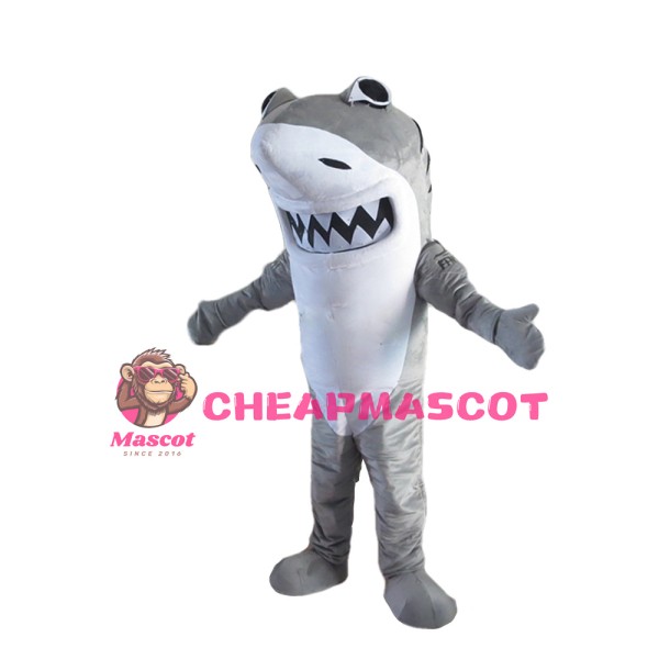 Cruel Grey Shark Mascot Costume