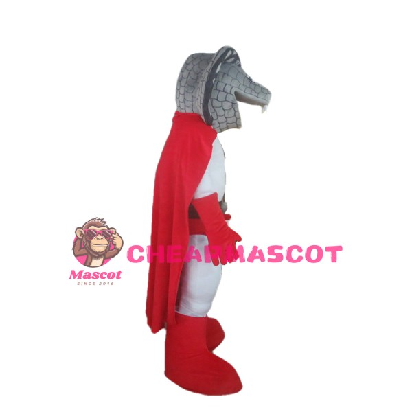 Snake Superman With Red Shorts And Cloak Mascot Costume