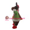 Christmas Elk With Green Coat Mascot Costume