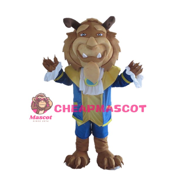 Noble Lion With Blue Coat Mascot Costume