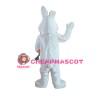 White & Pink Rabbit Holding Carrot Mascot Costume