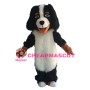 Honest Long Fur White & Black Dog Mascot Costume
