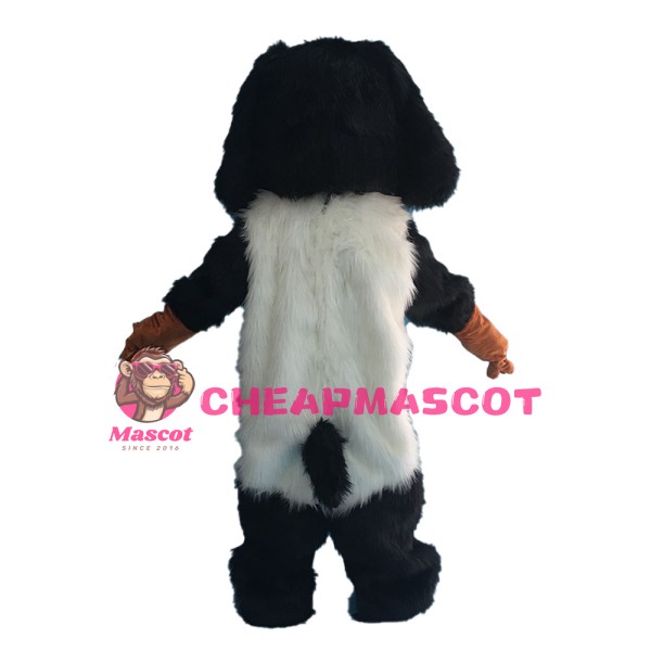 Honest Long Fur White & Black Dog Mascot Costume
