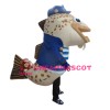 Cartoon Big Mouth Cod With Blue Coat Mascot Costume