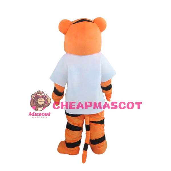 Sports Tiger With White Shirt Mascot Costume