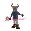 Sports Bull With Blue Sports Shirt Mascot Costume