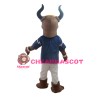 Sports Bull With Blue Sports Shirt Mascot Costume