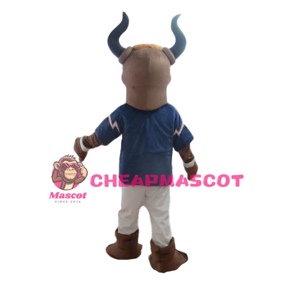 Sports Bull With Blue Sports Shirt Mascot Costume