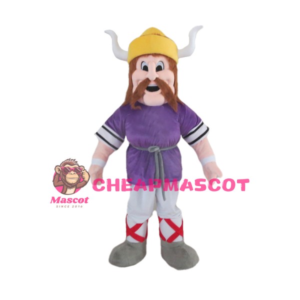 Powerful Warrior With Purple Top Mascot Costume