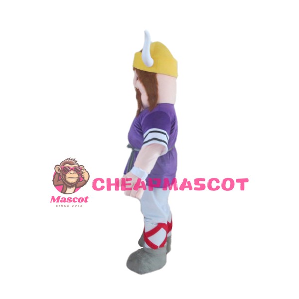 Powerful Warrior With Purple Top Mascot Costume