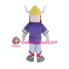 Powerful Warrior With Purple Top Mascot Costume