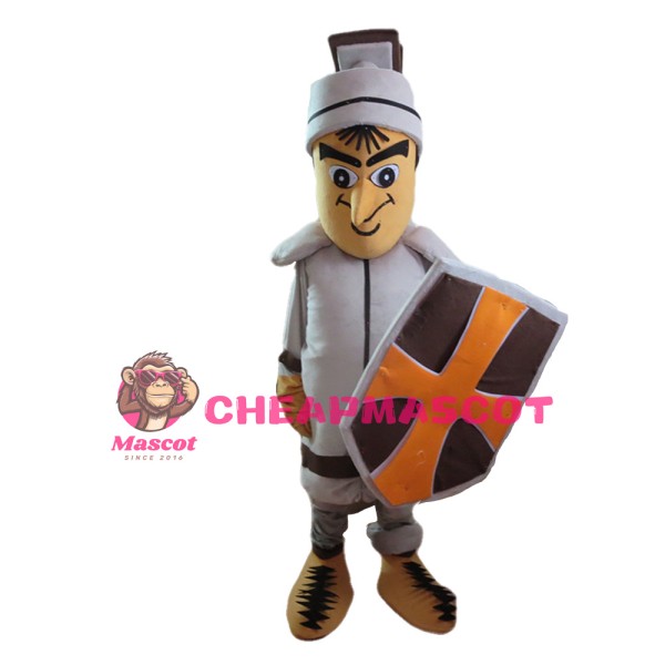 Brave Soldier With Shield Mascot Costume