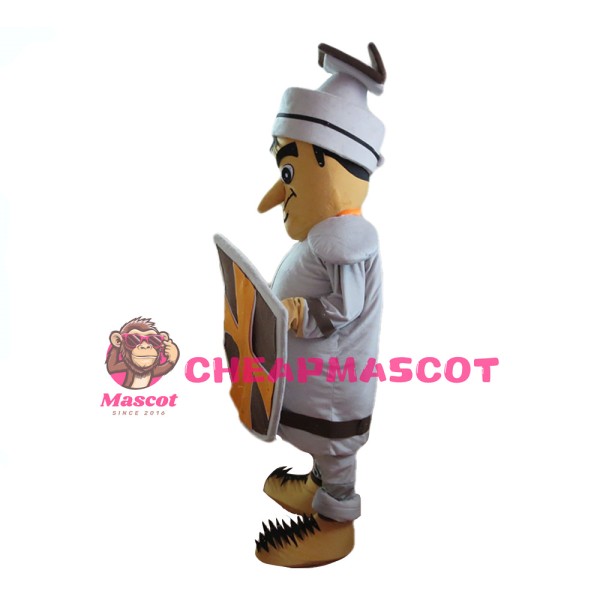 Brave Soldier With Shield Mascot Costume