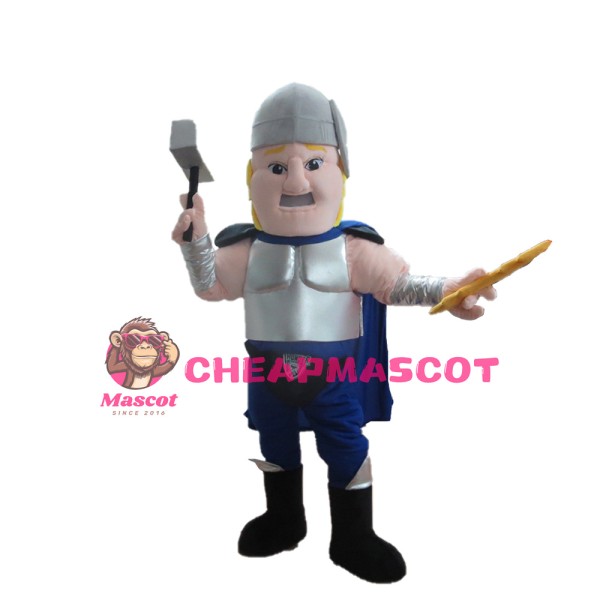 Attacking Soldier Holding Hammer Mascot Costume