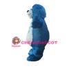 Strong Long Fur Blue Bear Mascot Costume