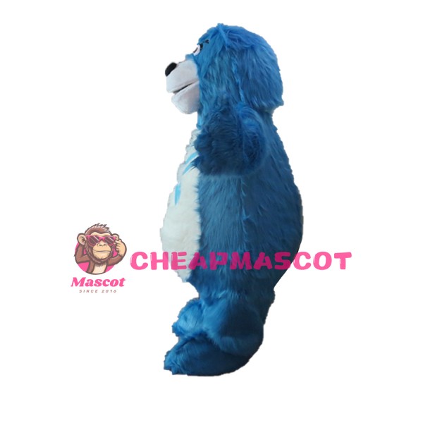 Strong Long Fur Blue Bear Mascot Costume