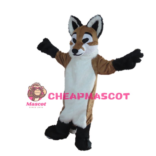 Unisex Furry Brown & White Dog Mascot Costume
