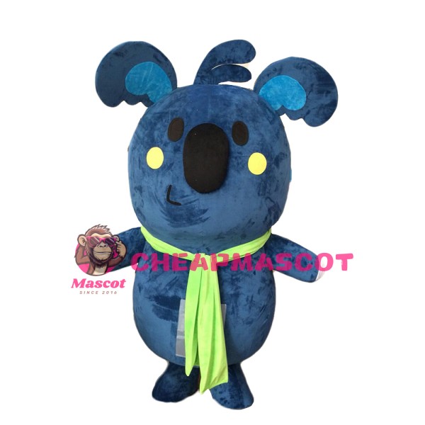 Naughty Grey Blue Koala With Green Tape Mascot Costume