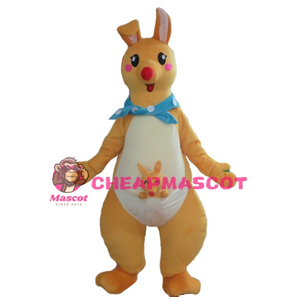Yellow Kangaroo Mother And Little Baby Mascot Costume