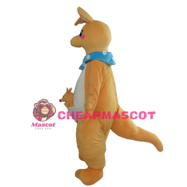 Yellow Kangaroo Mother And Little Baby Mascot Costume