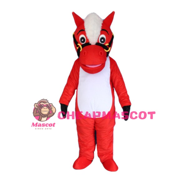 Standing Red & White Horse Mascot Costume