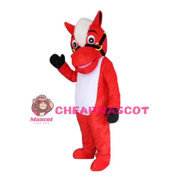 Standing Red & White Horse Mascot Costume