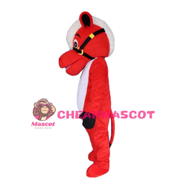 Standing Red & White Horse Mascot Costume