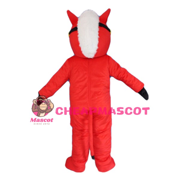 Standing Red & White Horse Mascot Costume