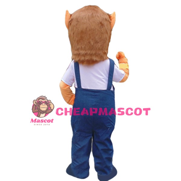 Friendly And Hospitable Horse With Overalls Mascot Costume
