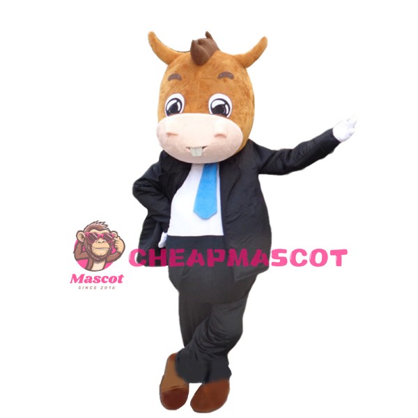 Charming Adult Horse With Suit Mascot Costume