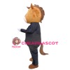 Charming Adult Horse With Suit Mascot Costume