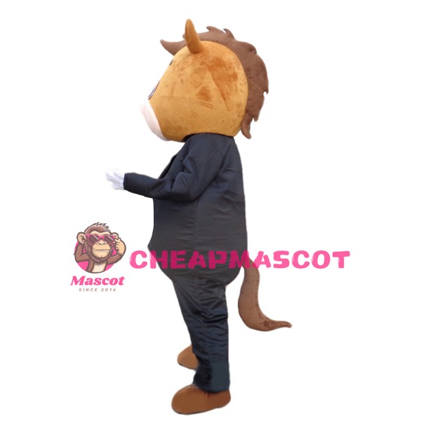 Charming Adult Horse With Suit Mascot Costume
